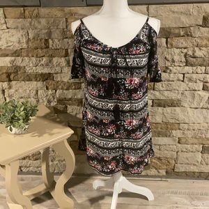 Belle du Jour Black Floral Printed Dress XSmall